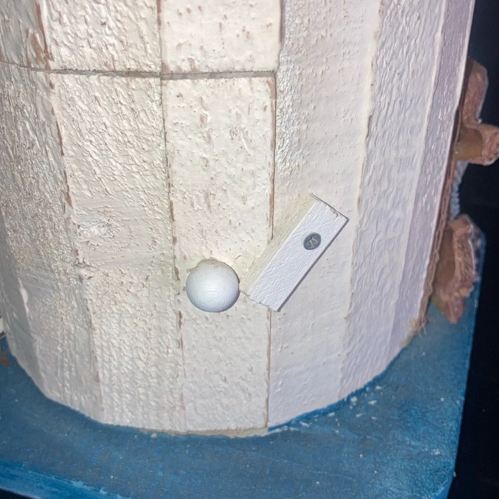 Blue and White Decorative Birdhouse with Seagull Decor